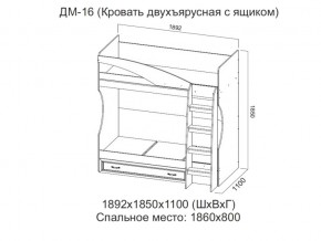 ДМ-16 Кровать двухъярусная с ящиком в Кунгуре - kungur.magazin-mebel74.ru | фото