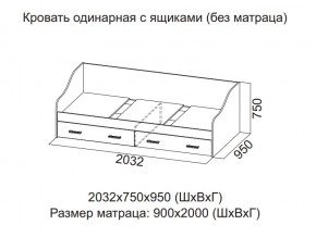 Кровать одинарная с ящиками (Без матраца 0,9*2,0) в Кунгуре - kungur.magazin-mebel74.ru | фото