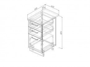 Н3Я 40 Модуль нижний Без Столешницы 3 ящика МН3Я 40 в Кунгуре - kungur.magazin-mebel74.ru | фото