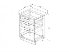 Н3Я 60 Модуль нижний Без Столешницы 3 ящика МН3Я 60 в Кунгуре - kungur.magazin-mebel74.ru | фото